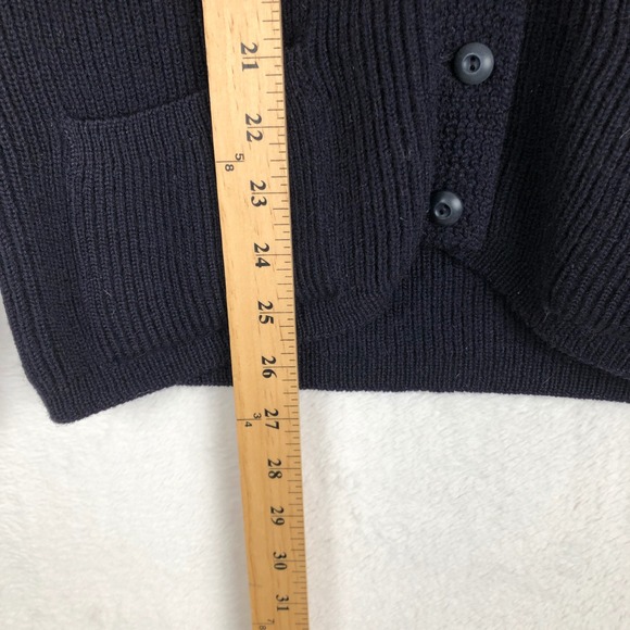 VTG JAEGER 100% Wool Shawl Collar Cardigan Sweater Sz S/M 34" Blue Pockets - Picture 7 of 9